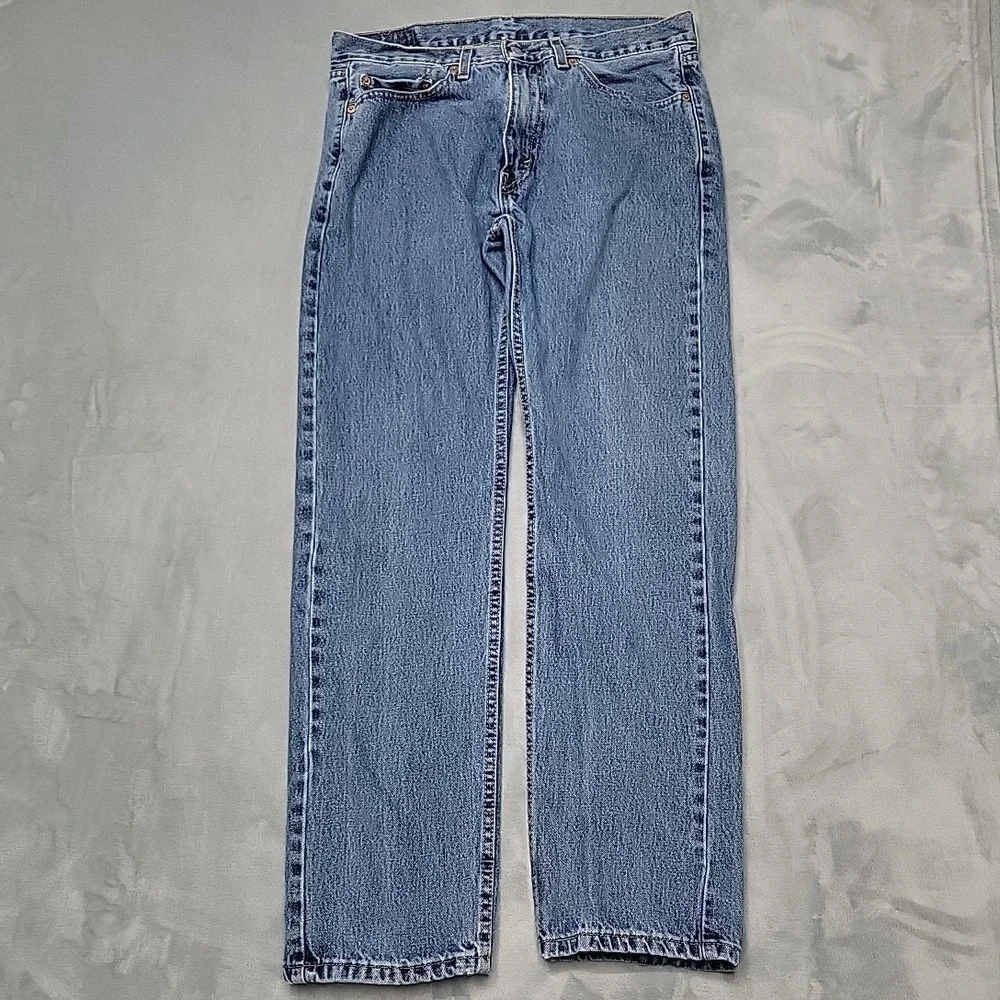 Levi Jeans Mens 33x32  Blue 505 Regular Fit Straight Leg Denim Casual Workwear